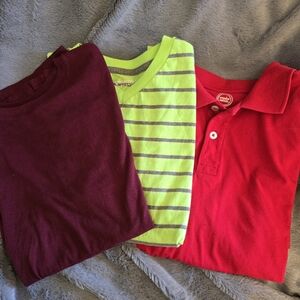 Red, Green, and Maroon Kids Shirts Set